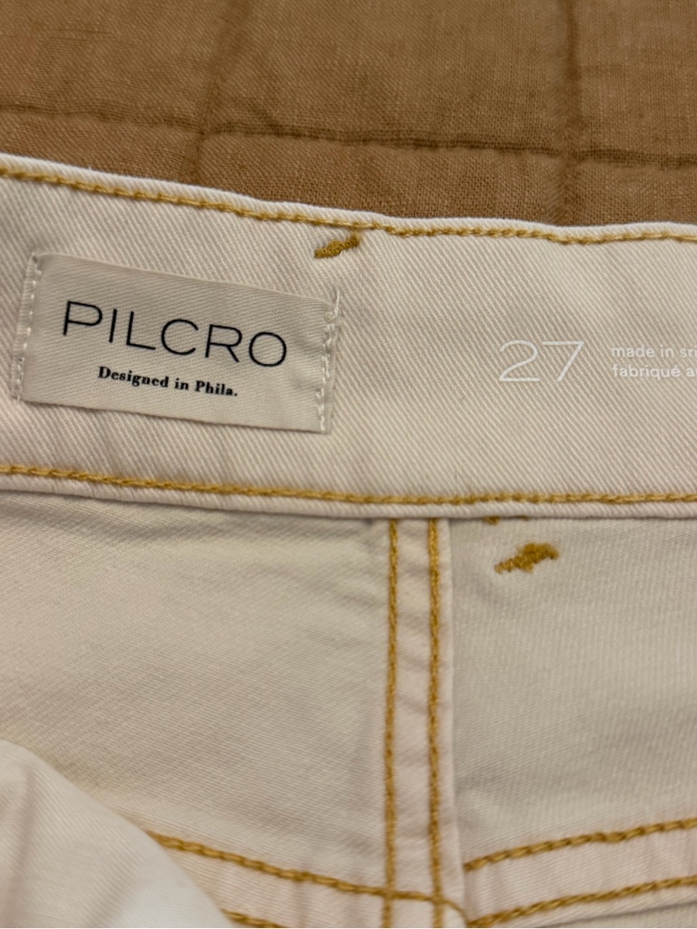 Pilcro women’s Chinos with Gold Contrast Stitching and fabric fringe